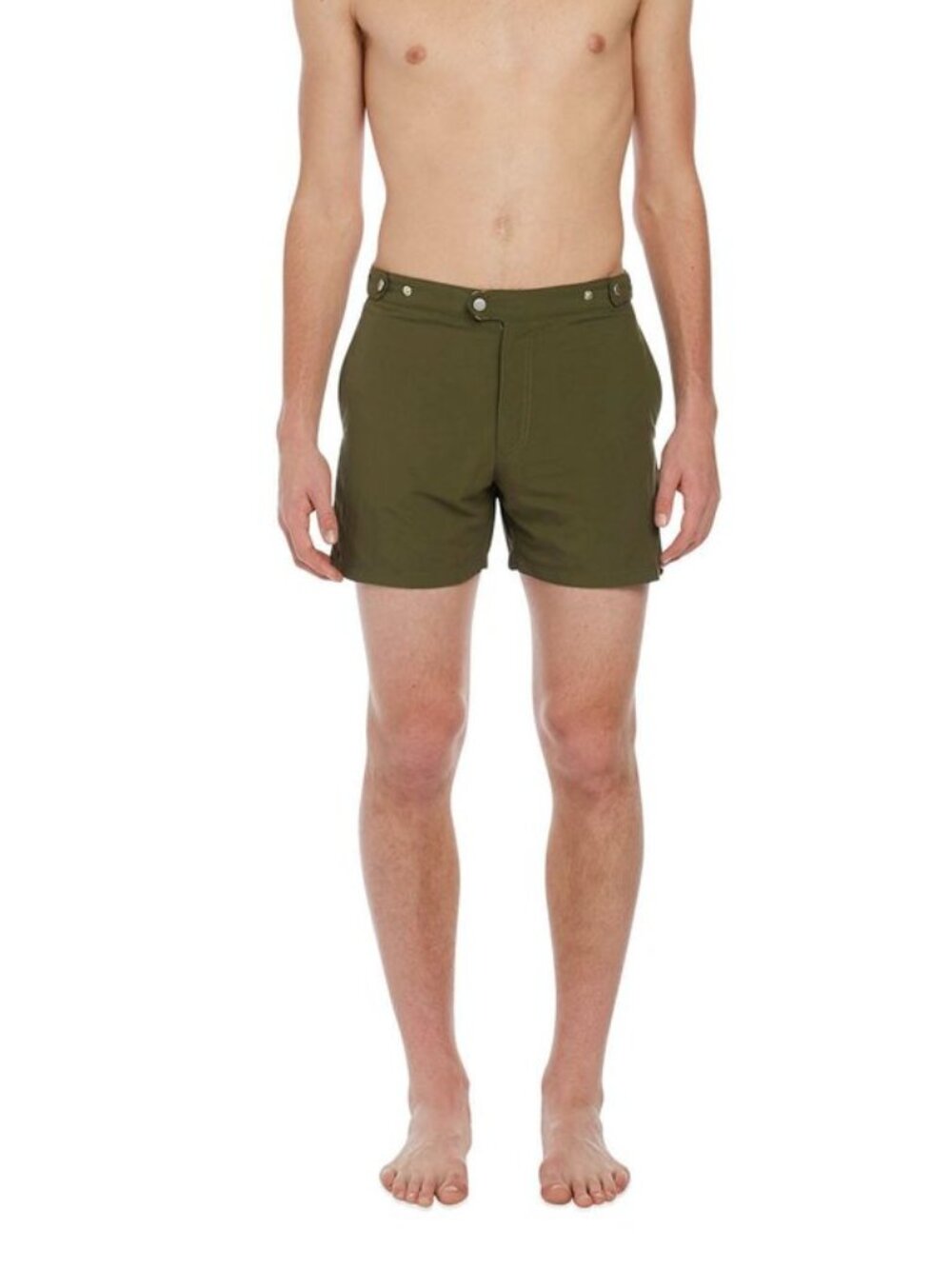 Solid & Striped olive green adjustable waist lined Kennedy swim trunks shorts